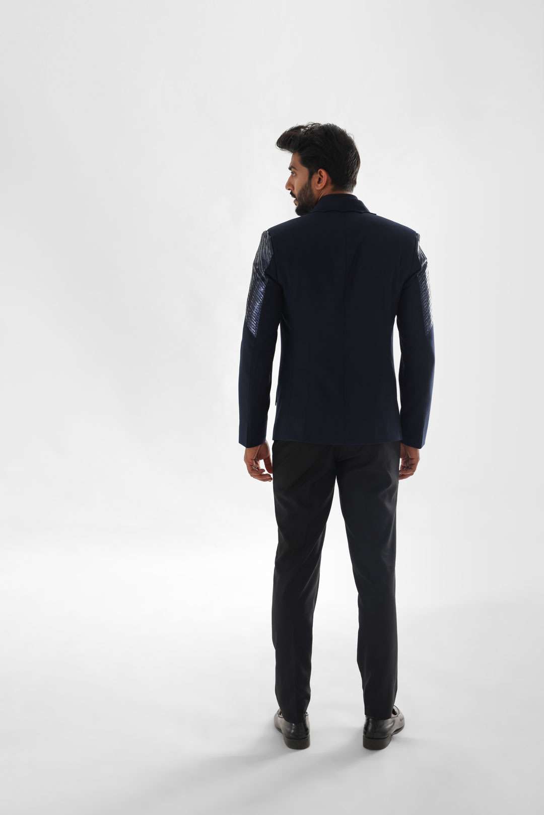 Navy Blue Tuxedo Paired With Black Trouser