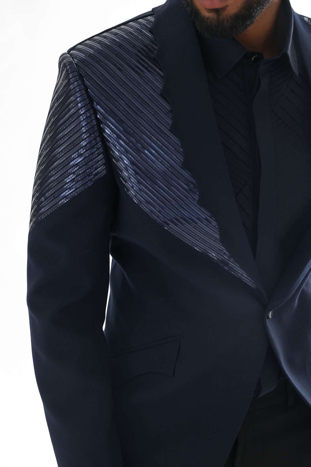 Navy Blue Tuxedo Paired With Black Trouser