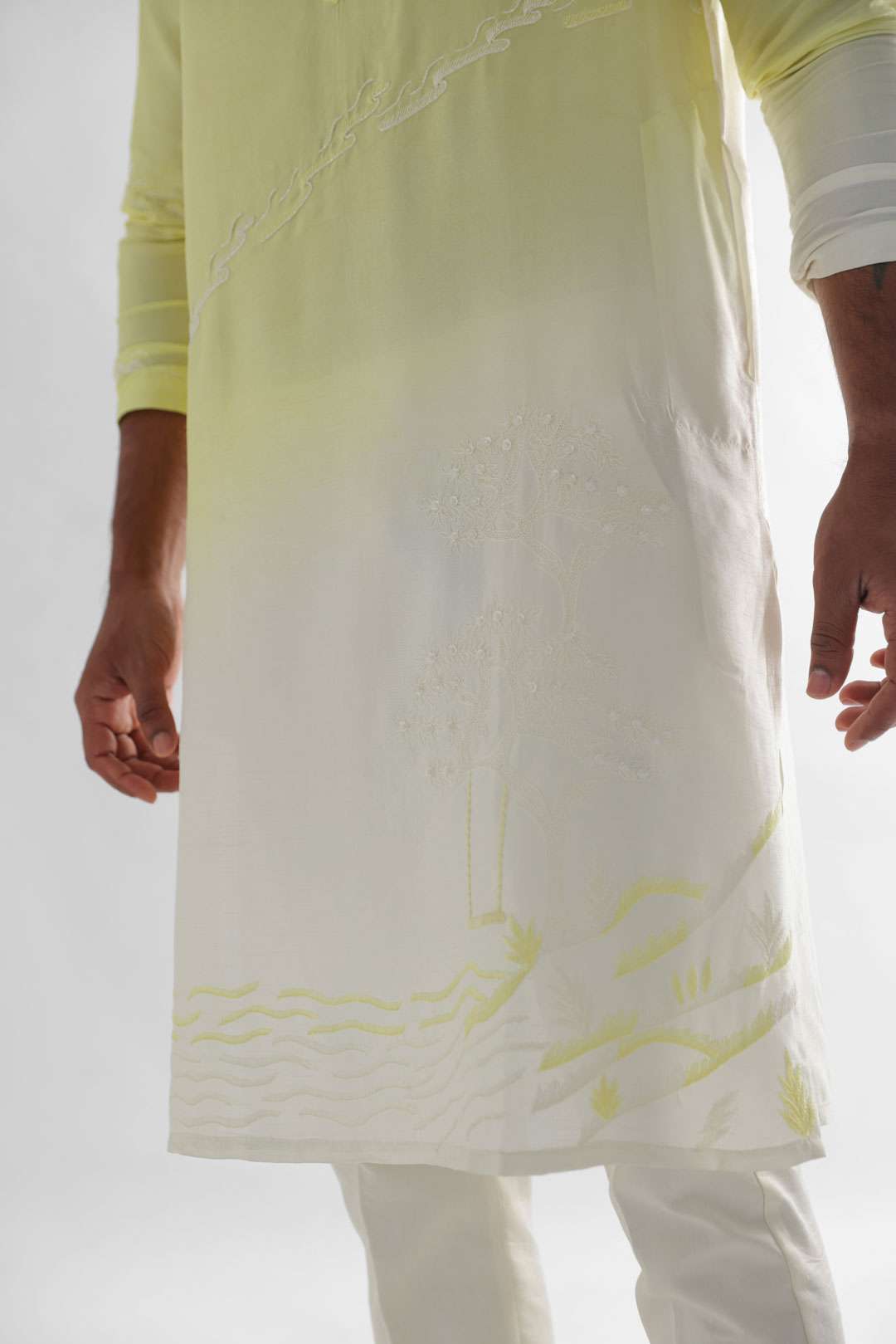 Aurora Shaded Yellow Cream Kurta