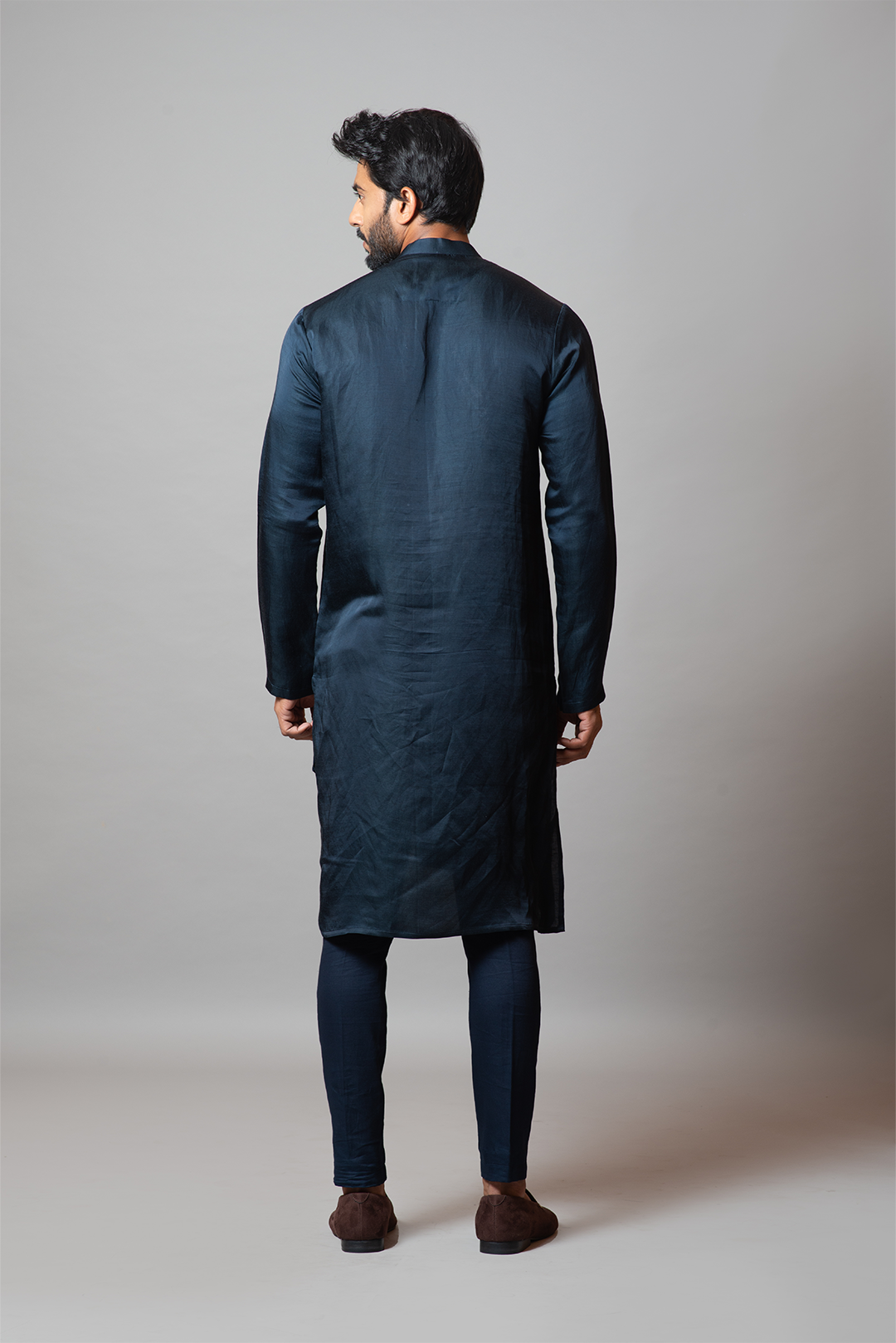 Grave Abyss Pageant Blue Linen Satin Kurta RTS