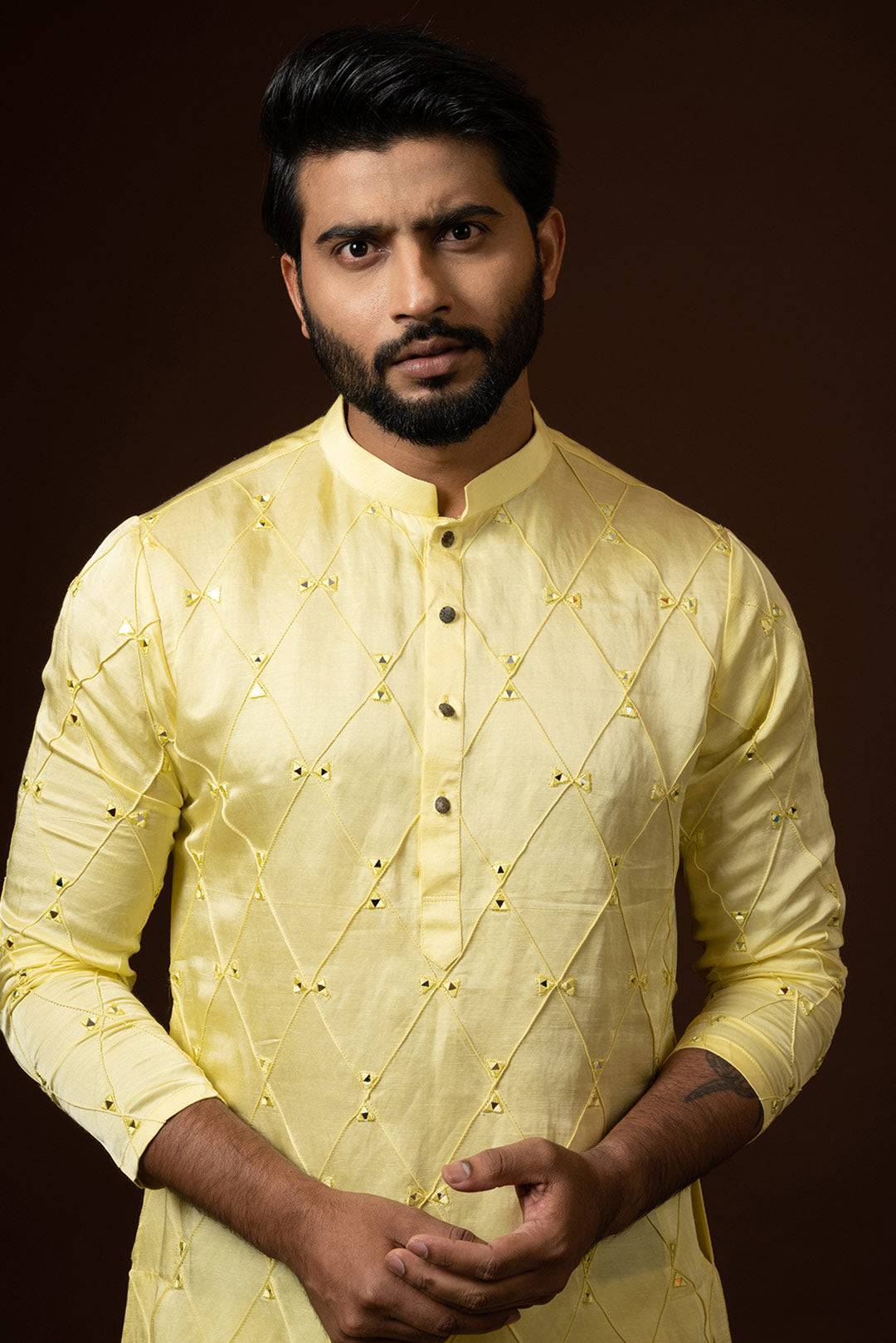Yellow Emb Kurta Set