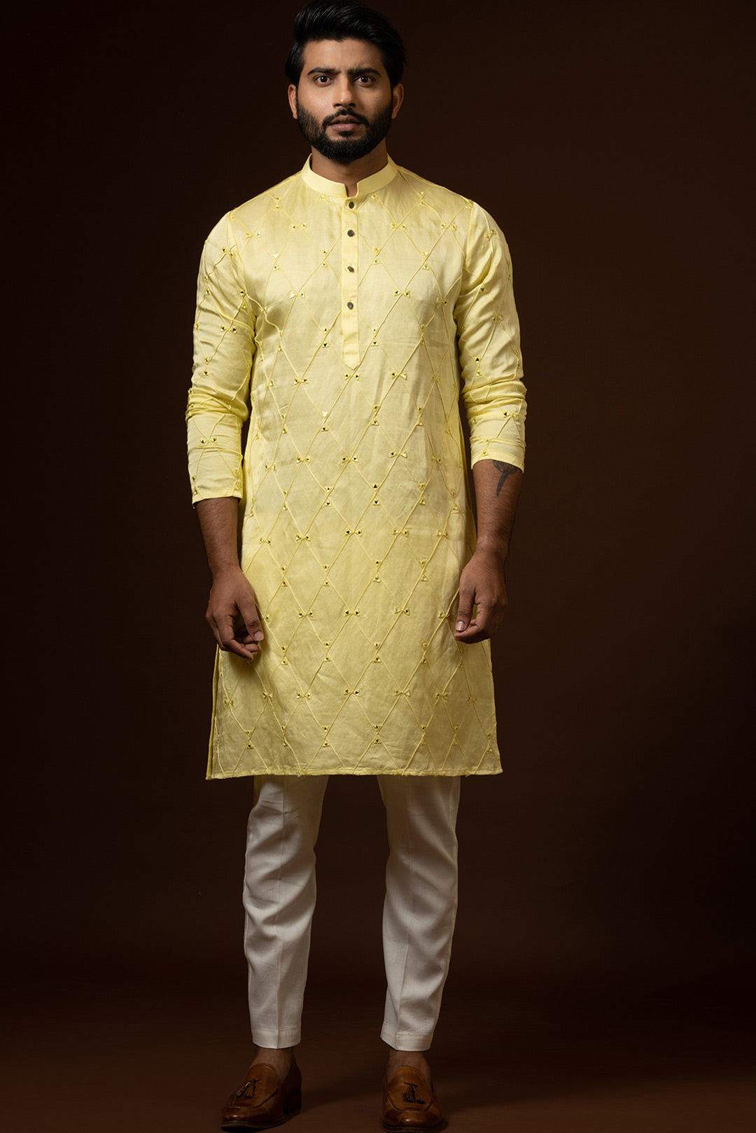 Yellow Emb Kurta Set