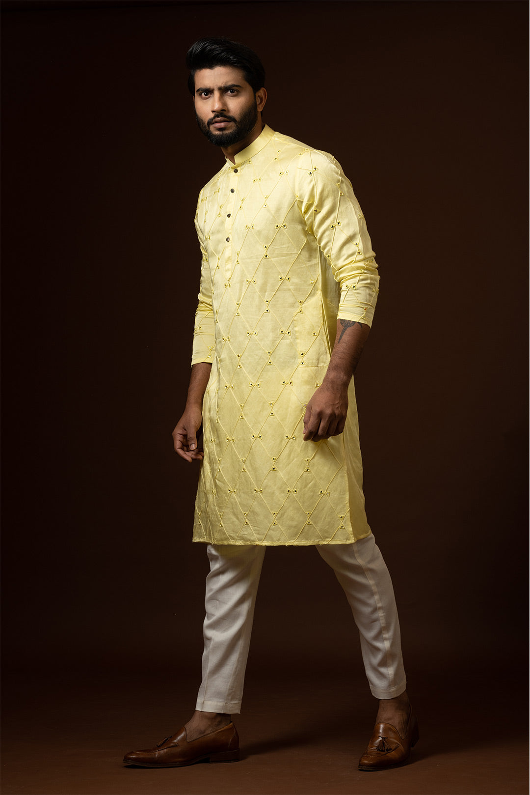 Yellow Emb Kurta Set