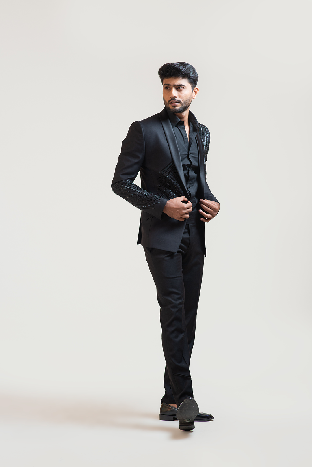 Black Rain Embroidered Blazer Set