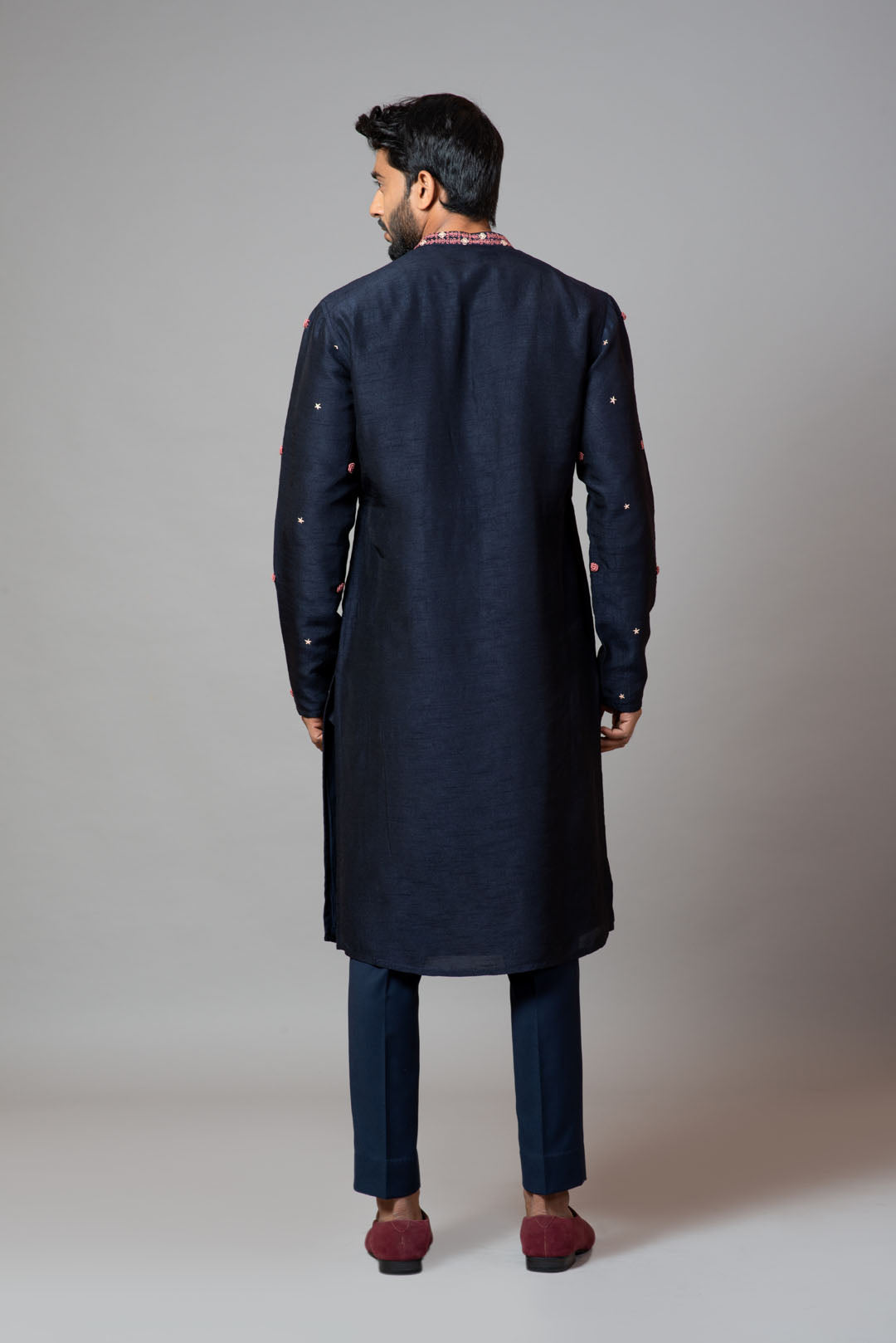Bullion rose embroidered kurta with pant pajama