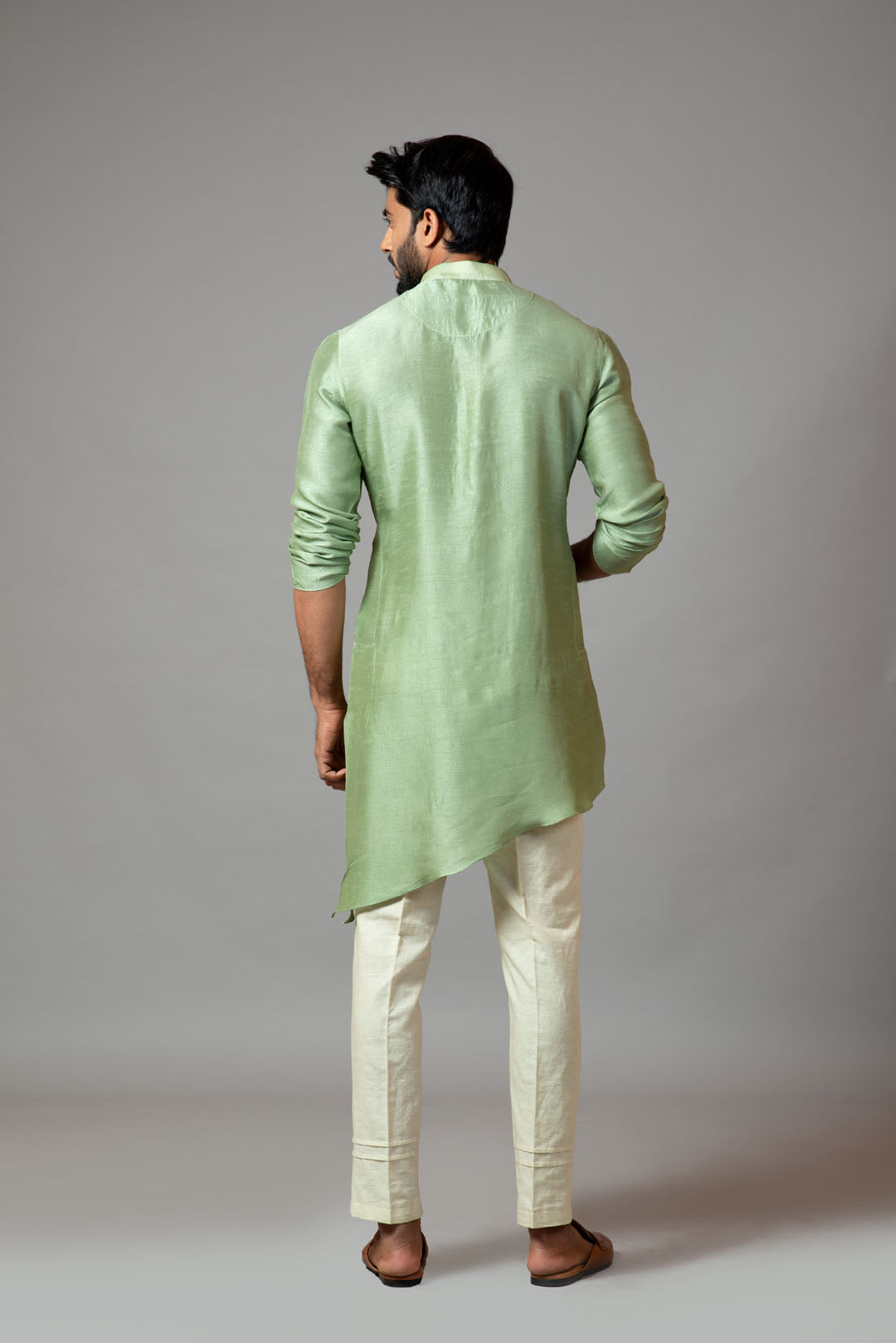 Assymetric short kurta with pintucks pant pajama