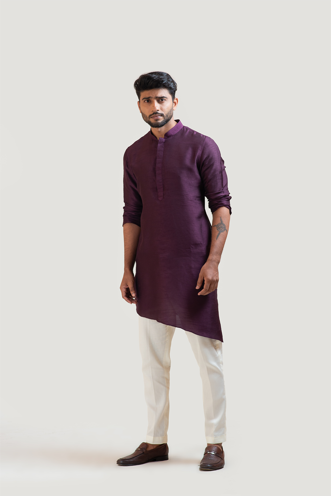 Purple A-Symmetric Kurta Set