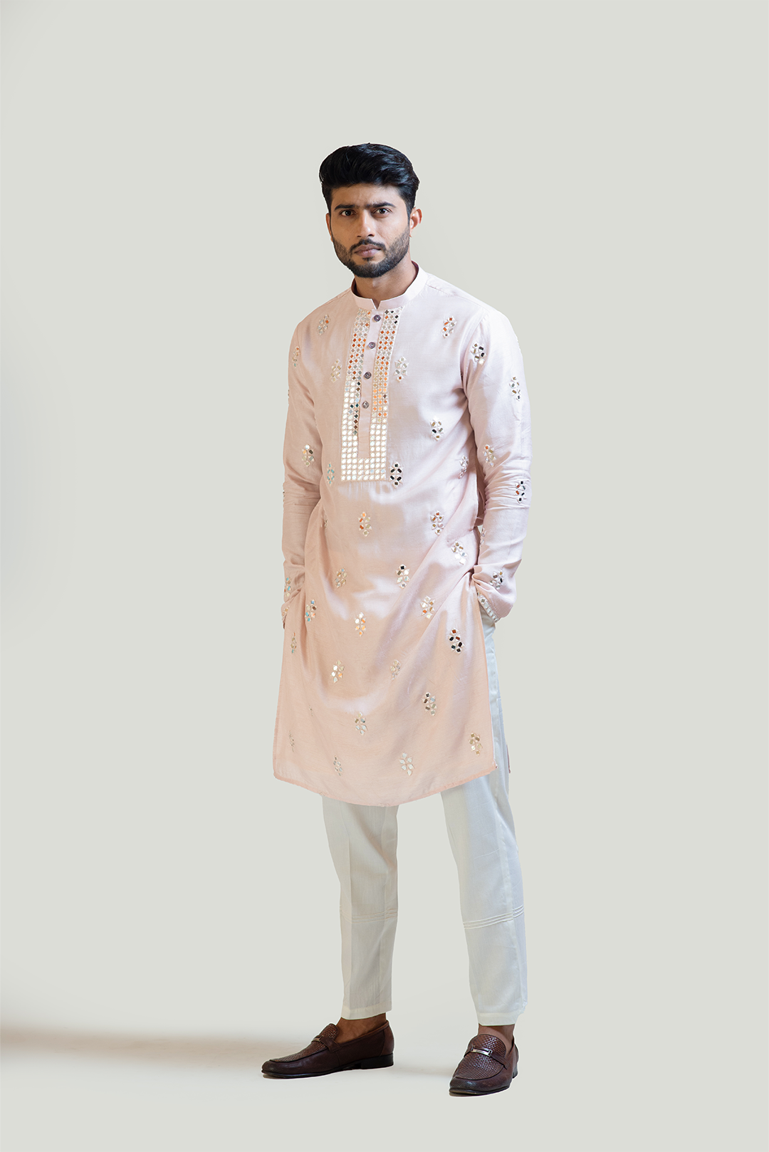 Sweet Pink Mirrorwork Kurta Set