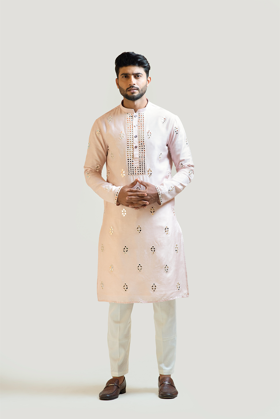 Sweet Pink Mirrorwork Kurta Set