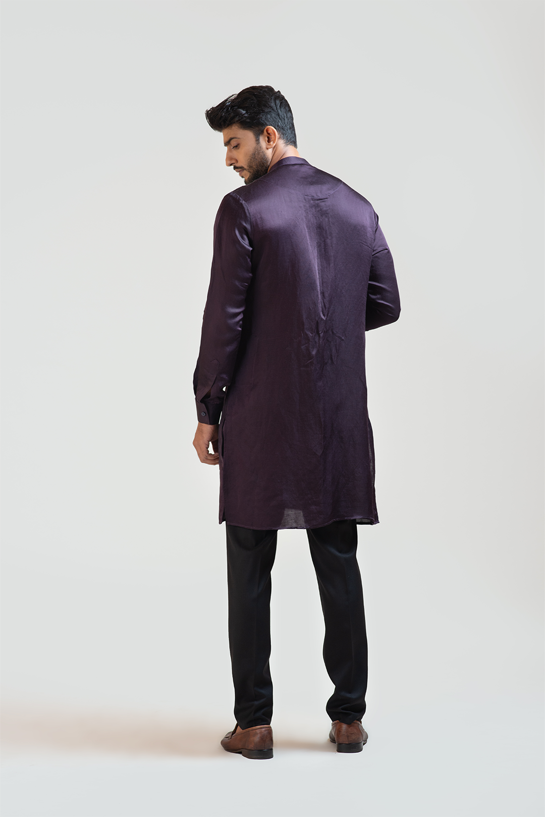 Purple Double panelled Embroidered Kurta Set