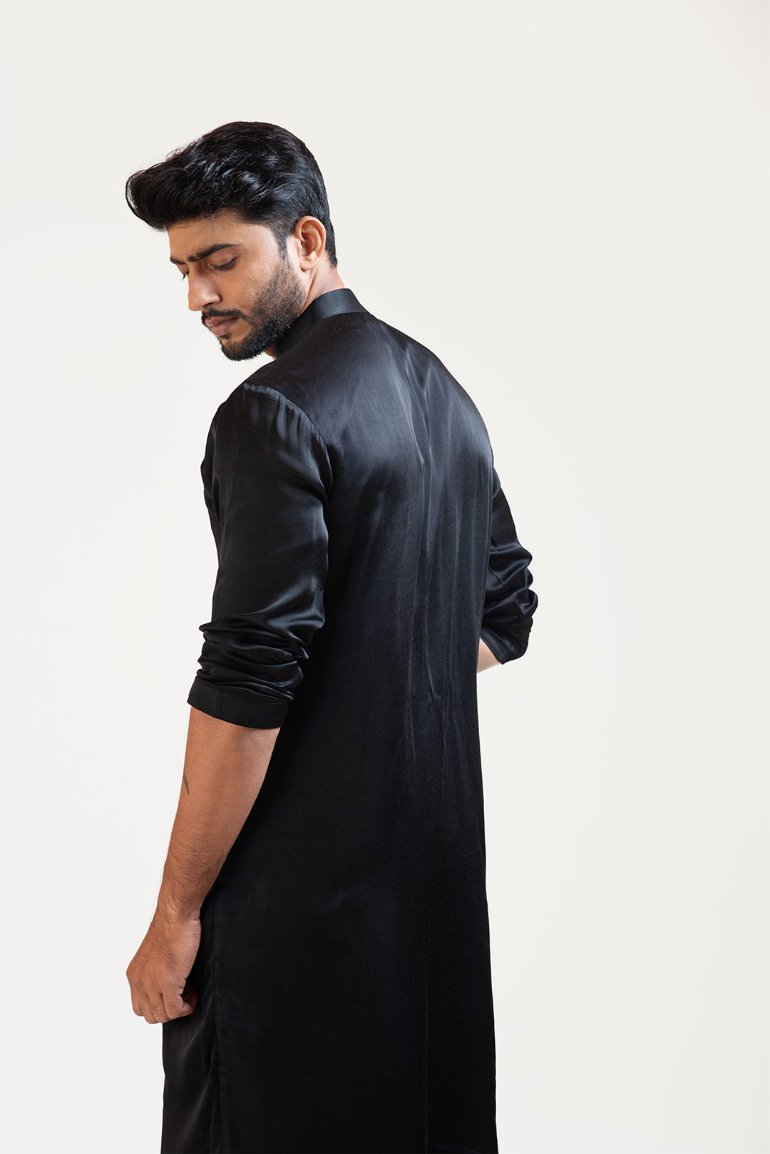 Black Side Drape Kurta Set