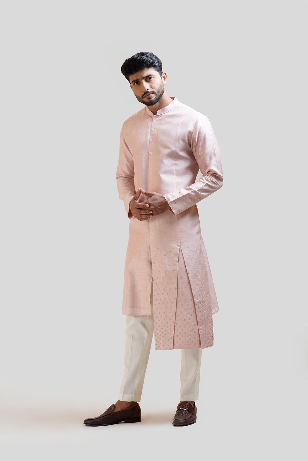 Onion Pink Pleated Kurta Set