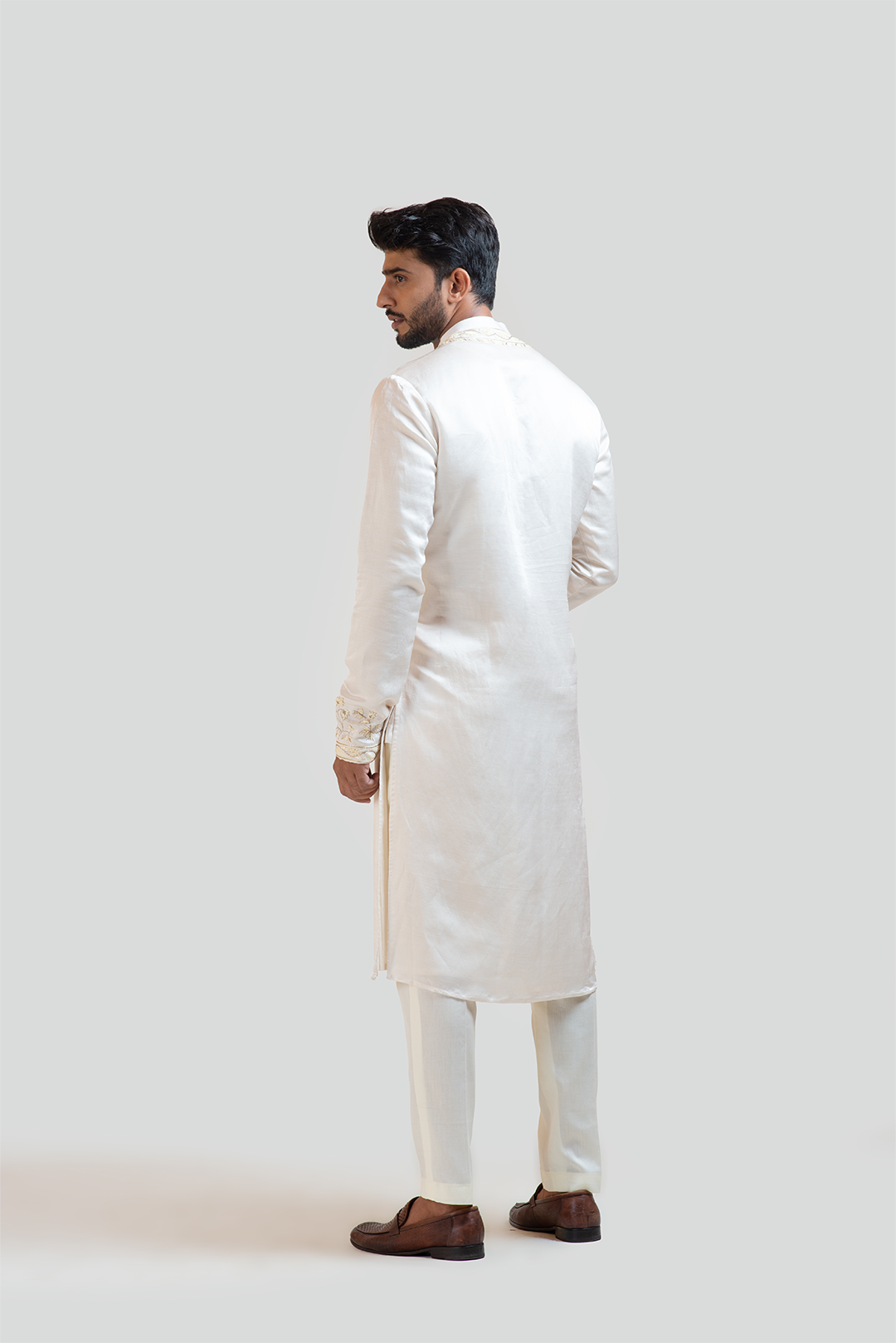 Cream Chinz Embroidered Kurta Set