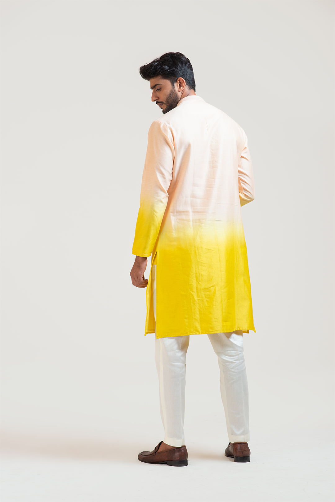 Peach To Yellow Ombre Shaded Kurta Set