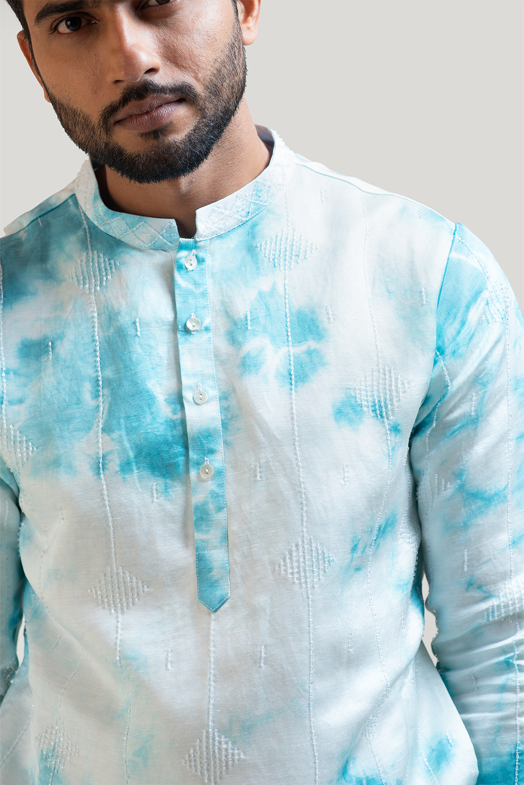 Tie & Dye Embroidered Kurta Set