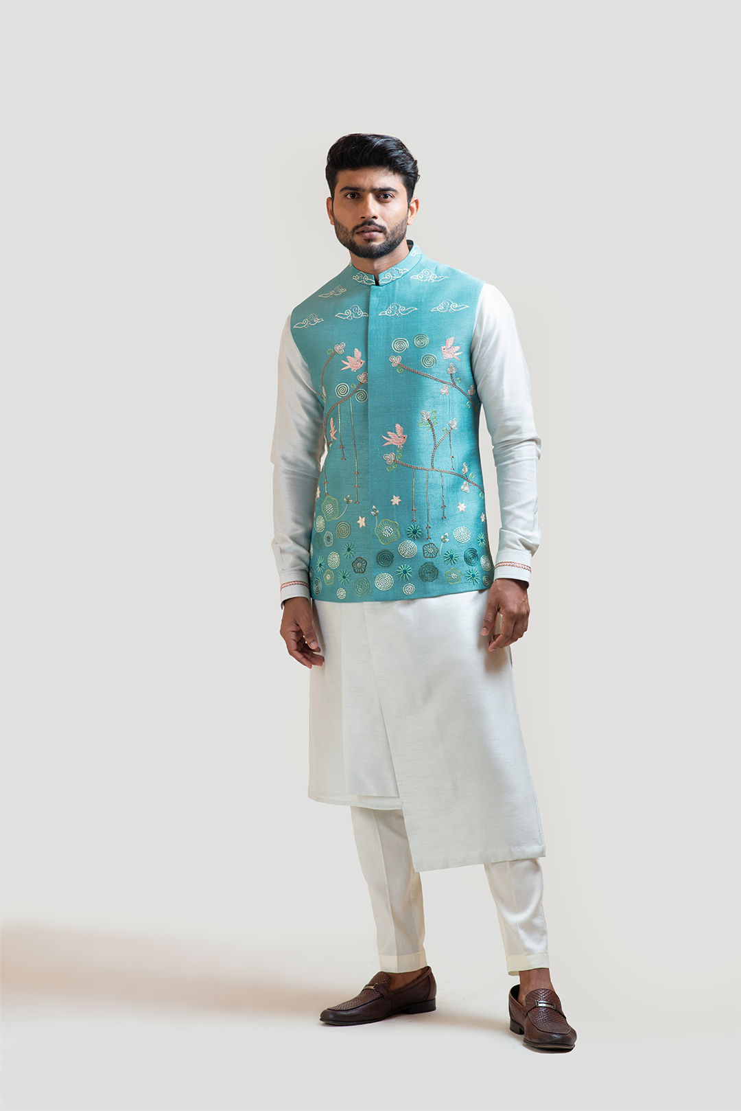 Madhubani Nehru with Overlapping kurta Set