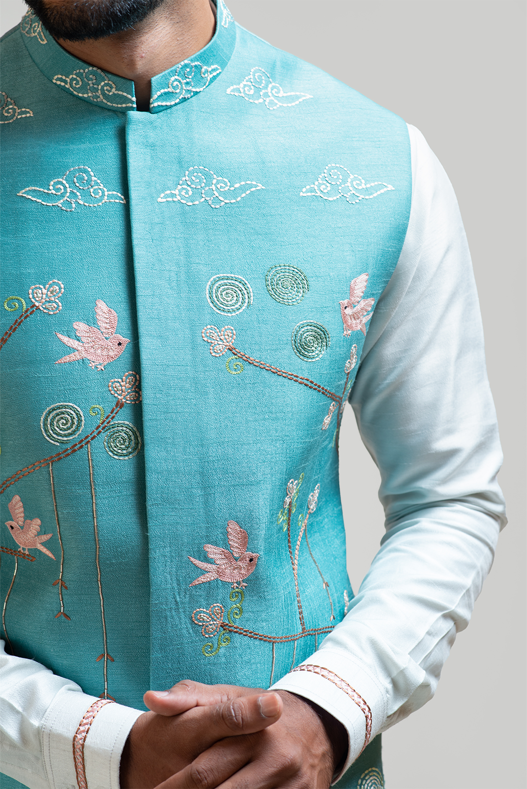 Madhubani Nehru with Overlapping kurta Set