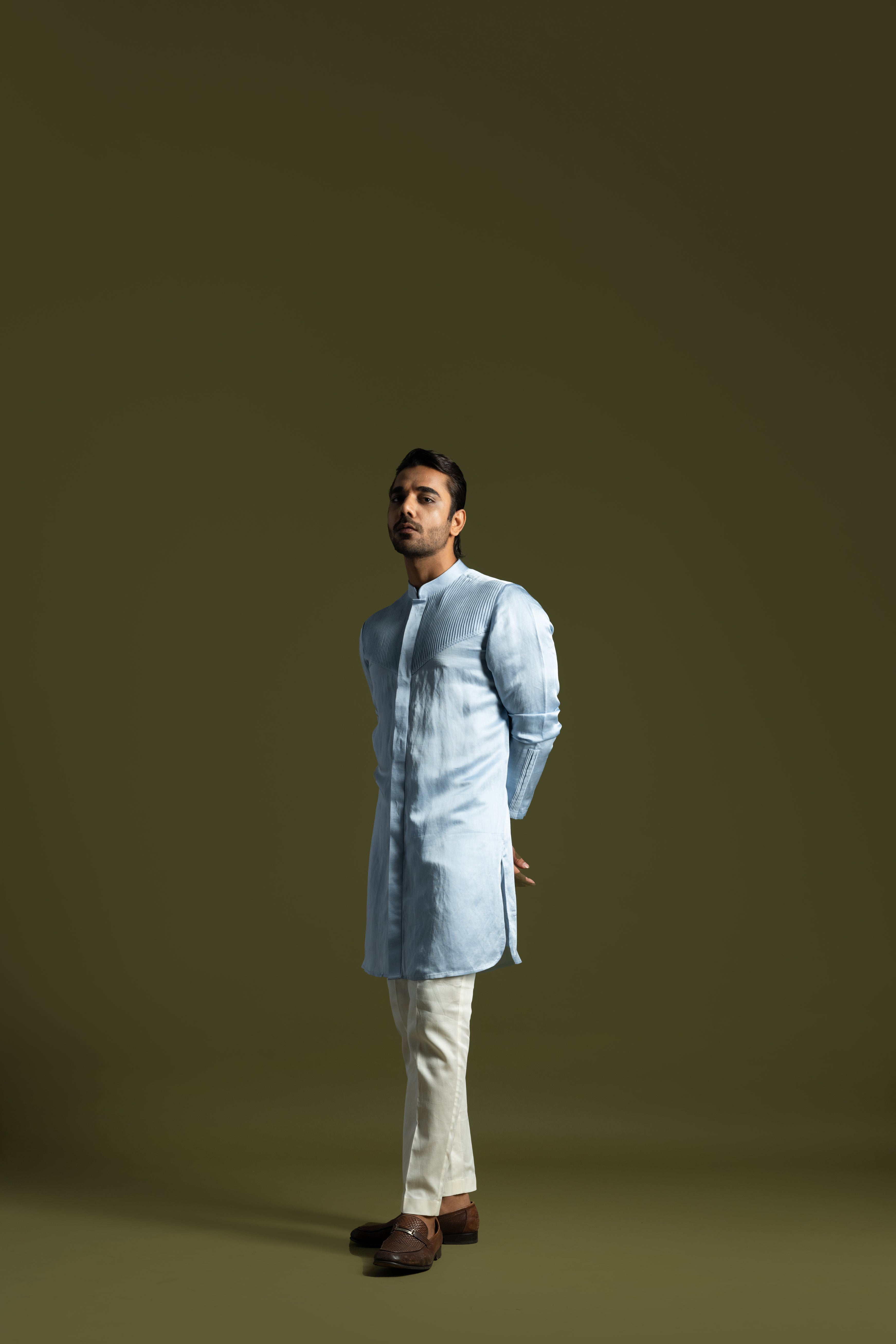 ICE BLUE PINTUCKS KURTA SET