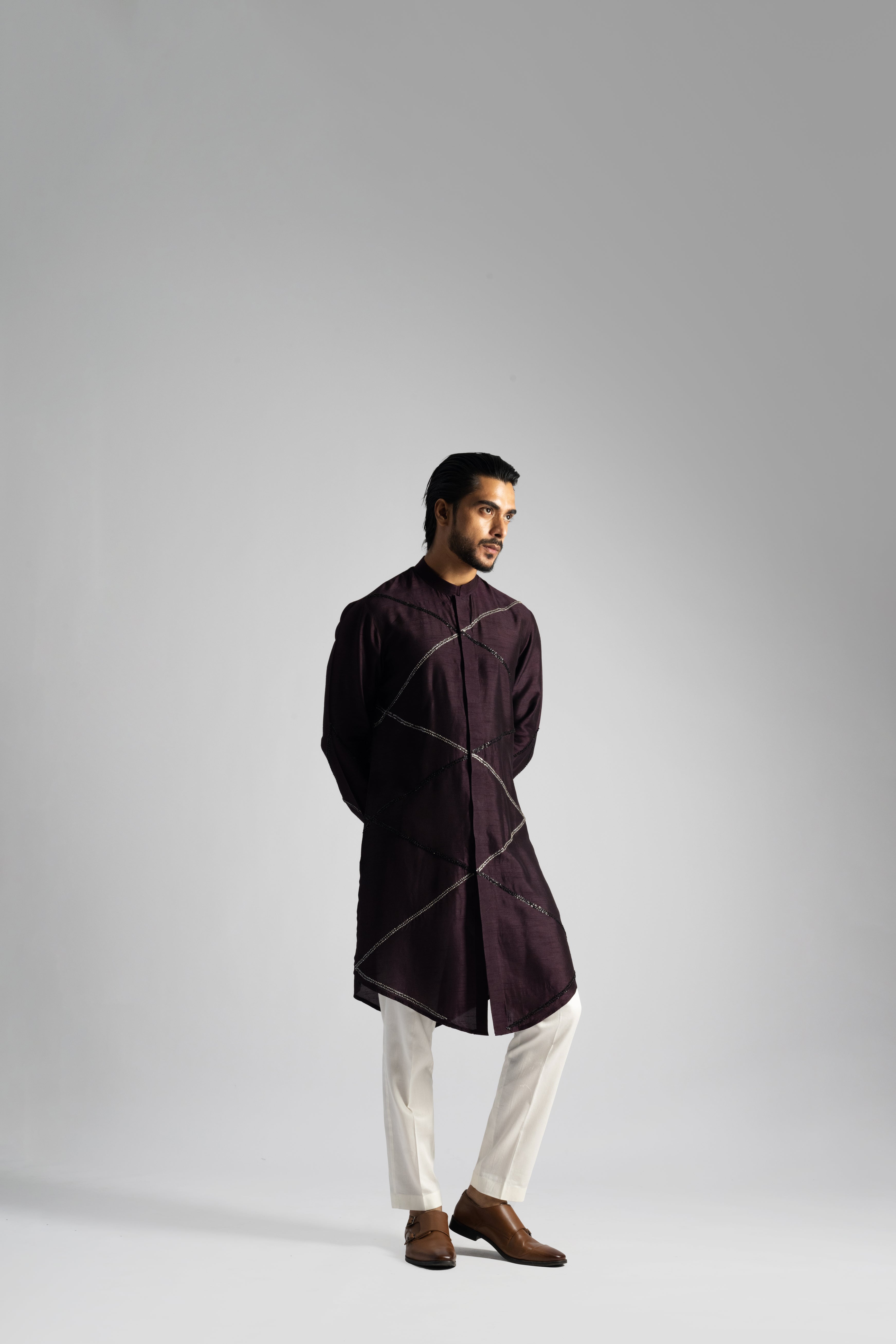 PLUM HUED SHIRT KURTA SET