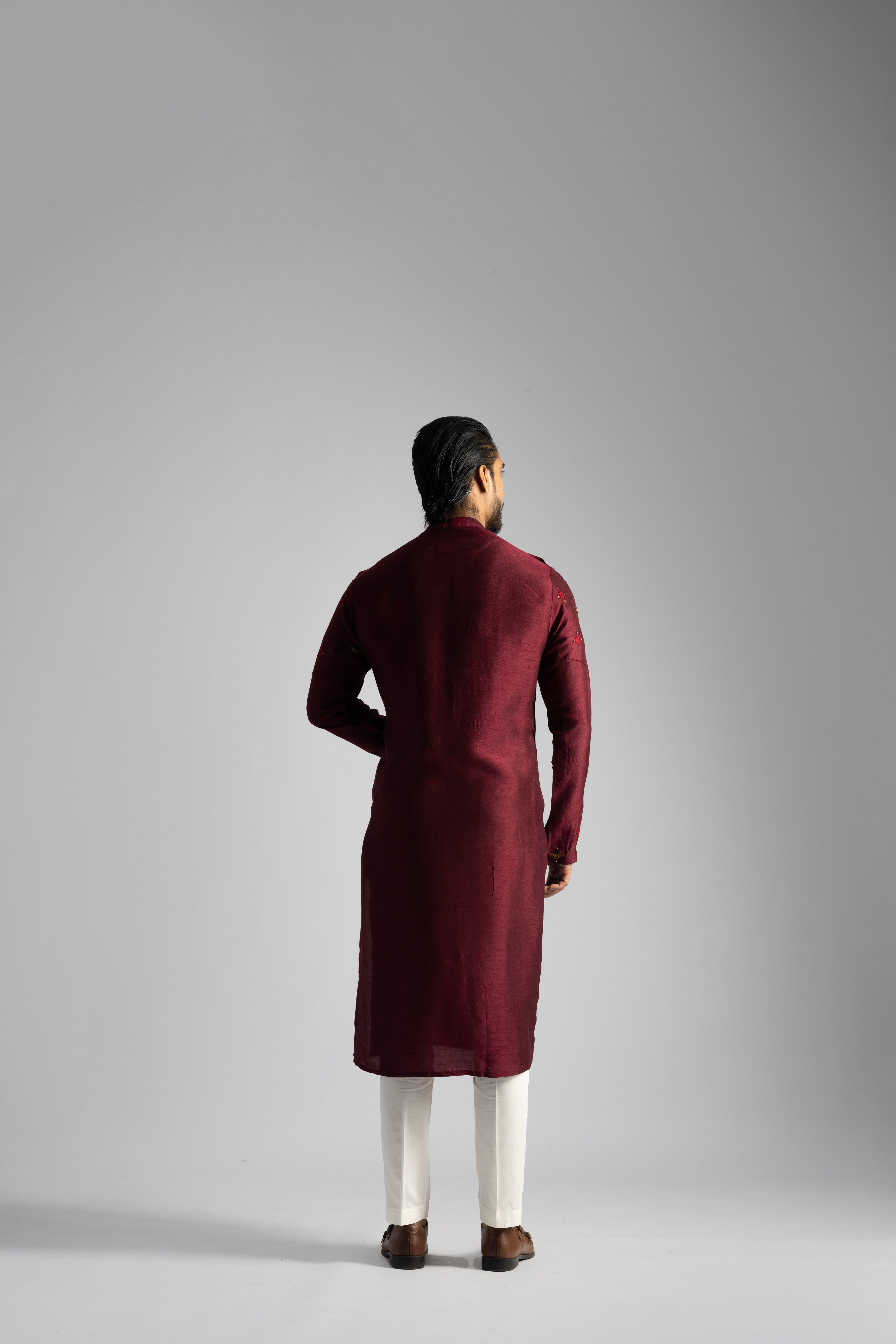 DEEP RED GEOMETRIC MOTIF KURTA SET