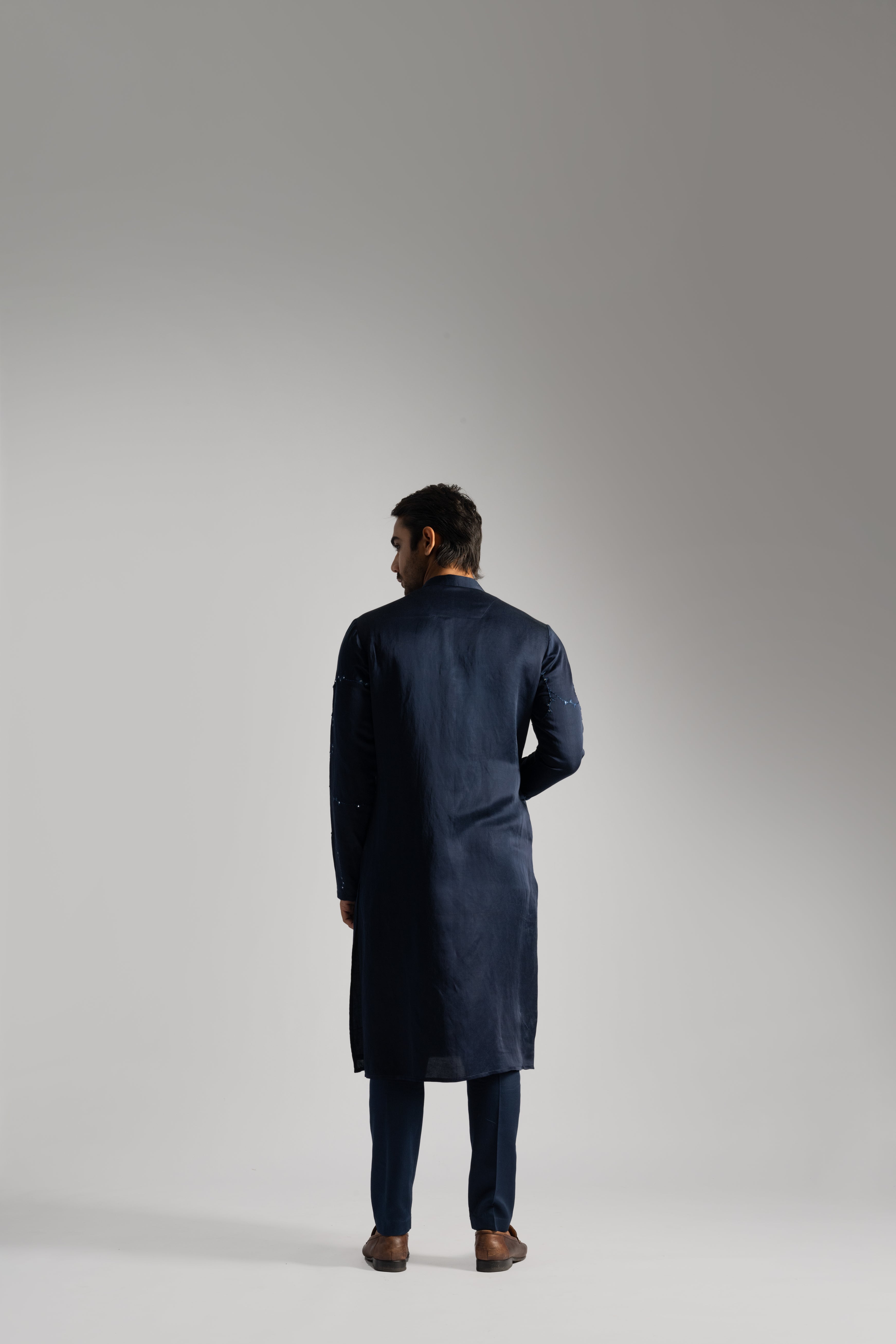 MIDNIGHT BLUE SATIN KURTA SET