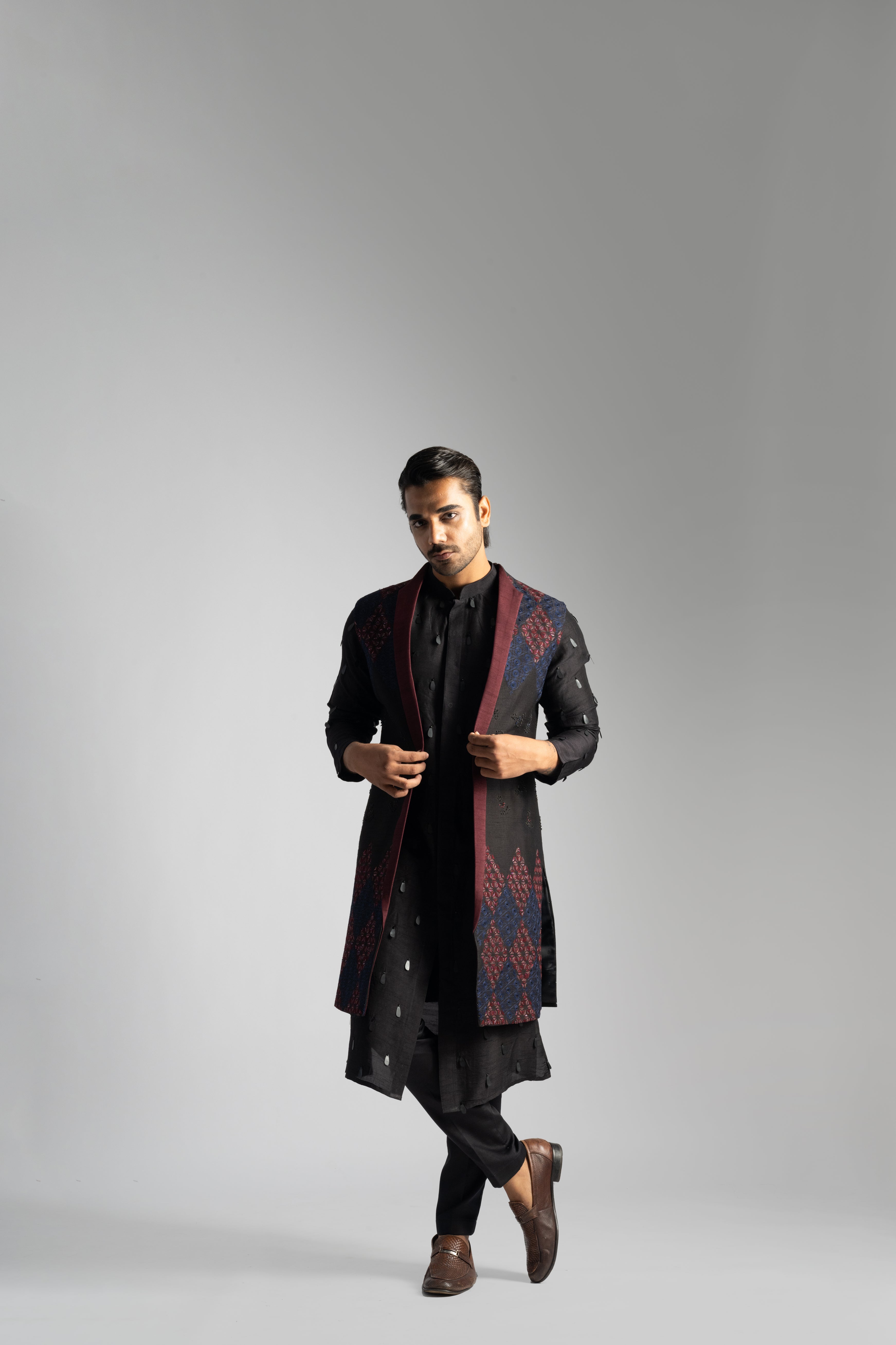 BROWN & MAROON NEHRU & SHIRT KURTA SET