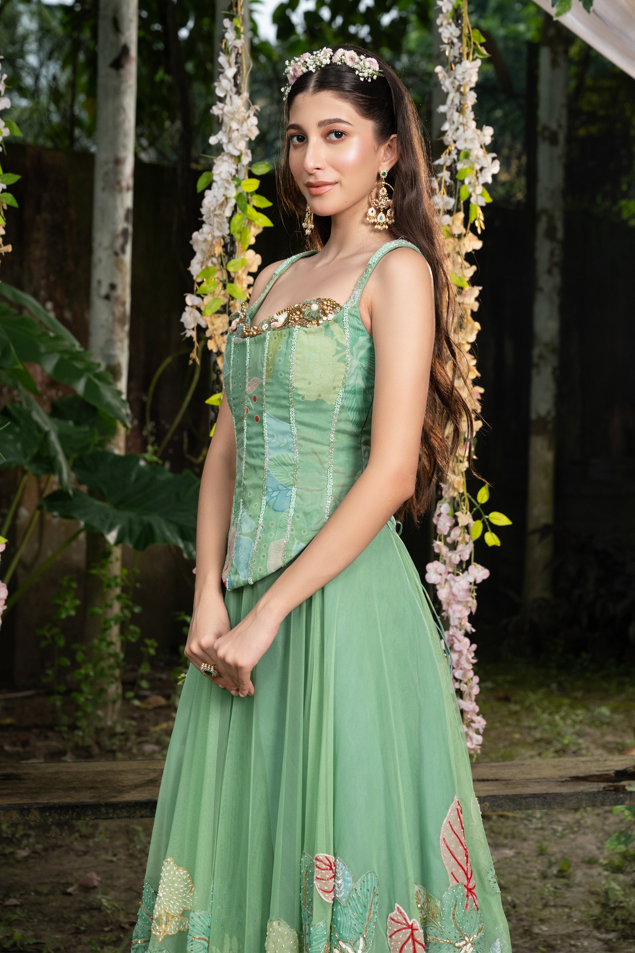 PISTACHIO CORSET SHARARA SET