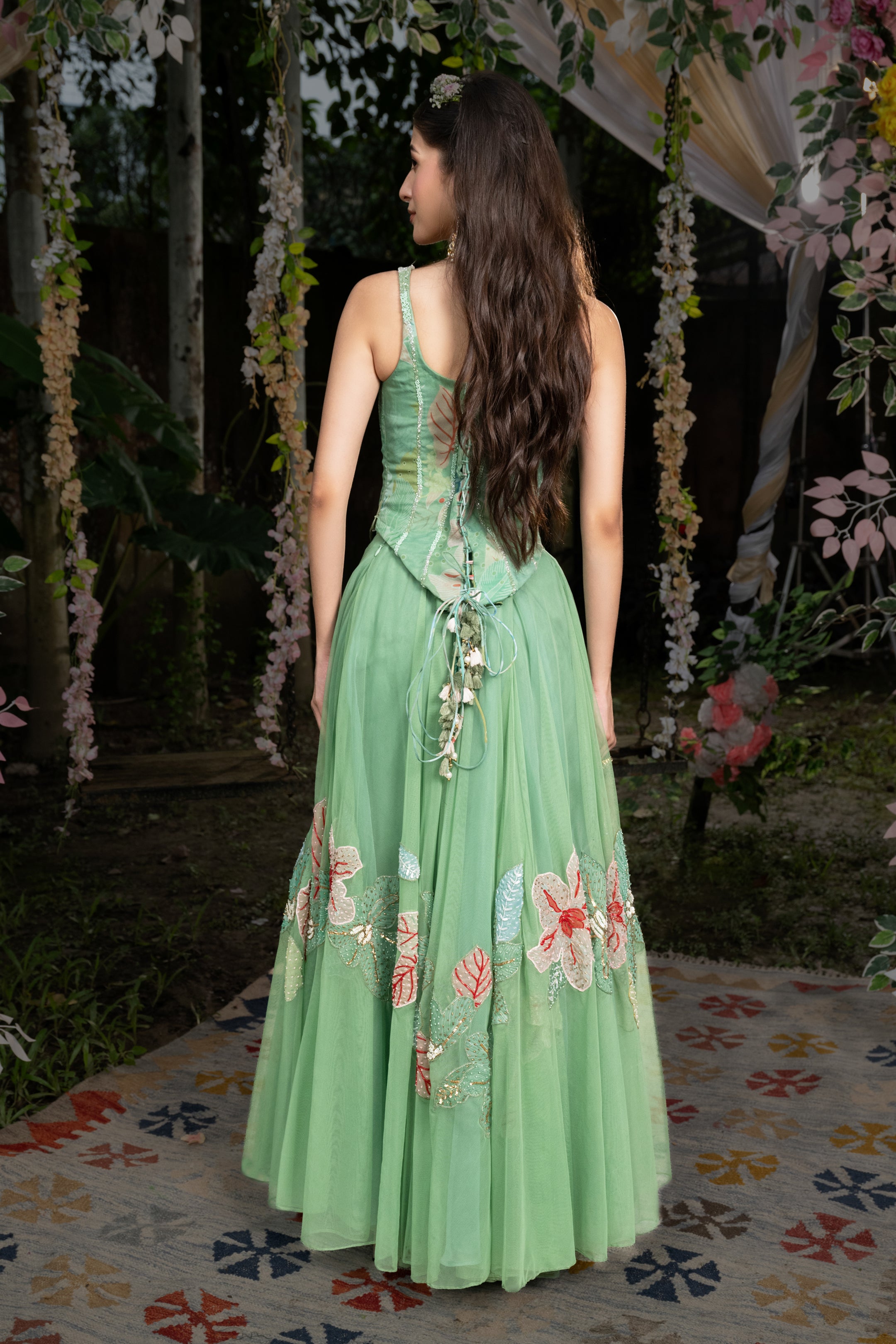 PISTACHIO CORSET SHARARA SET