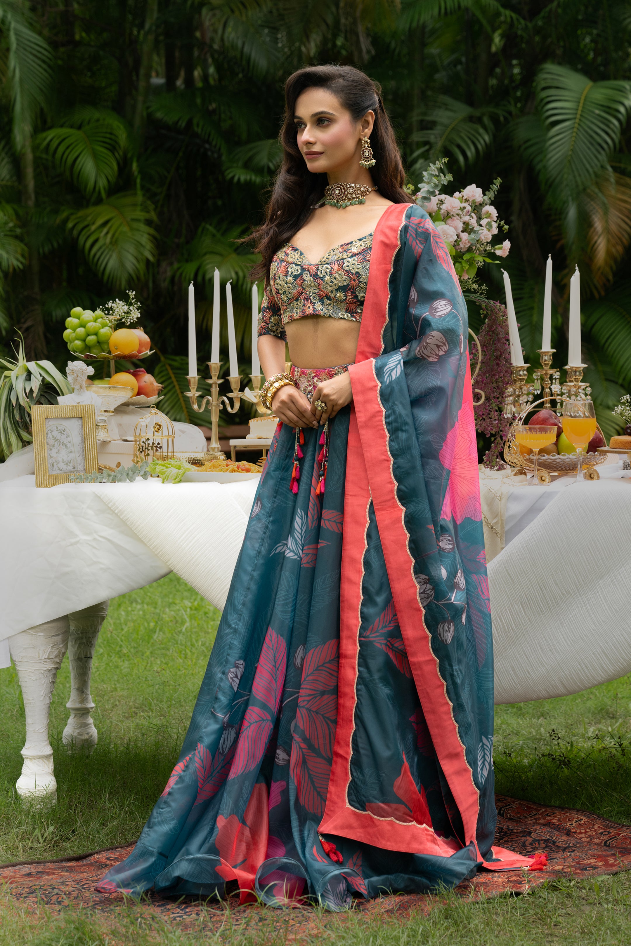 TEAL GLOW GHAGRA SET