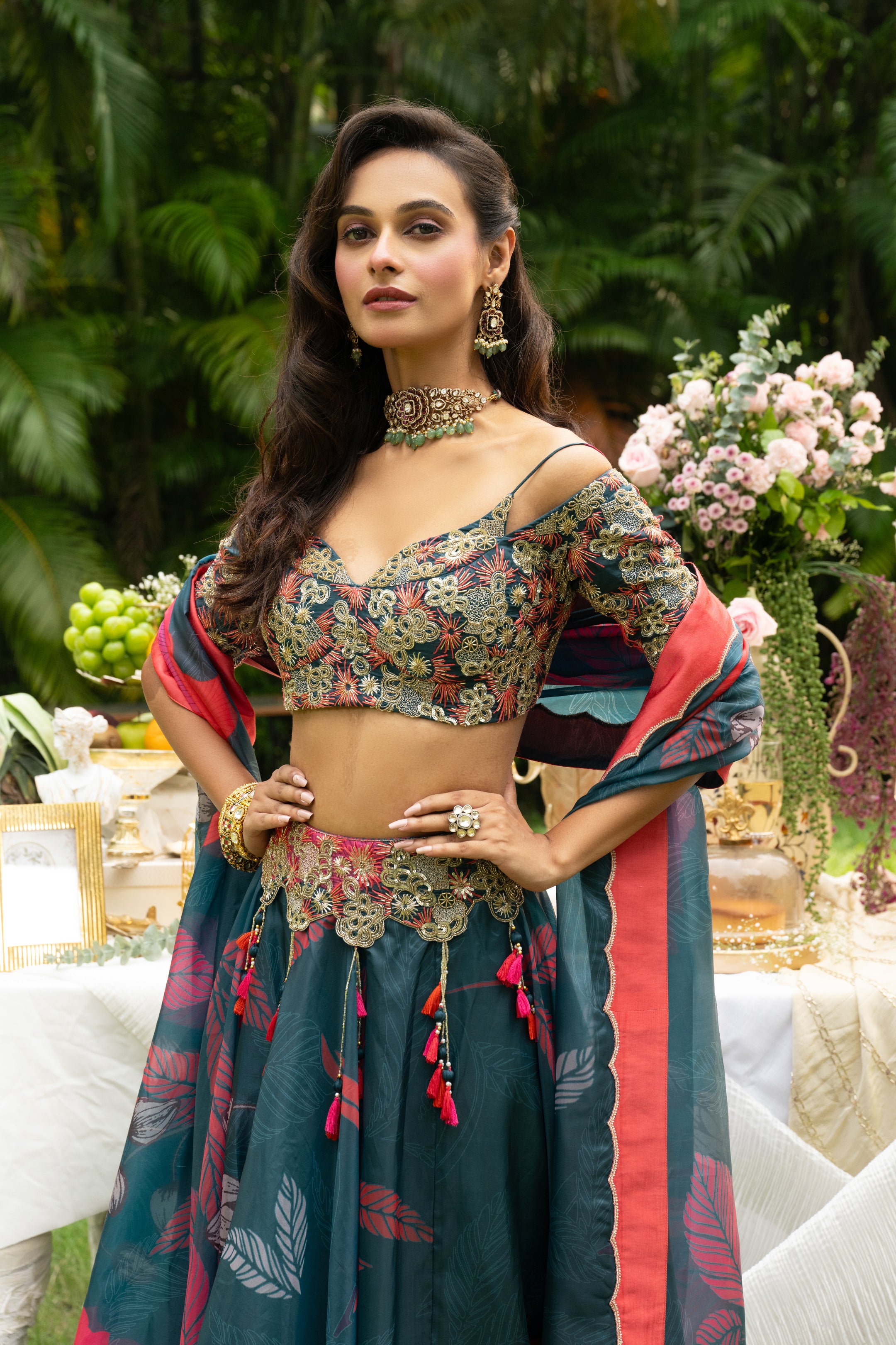 TEAL GLOW GHAGRA SET