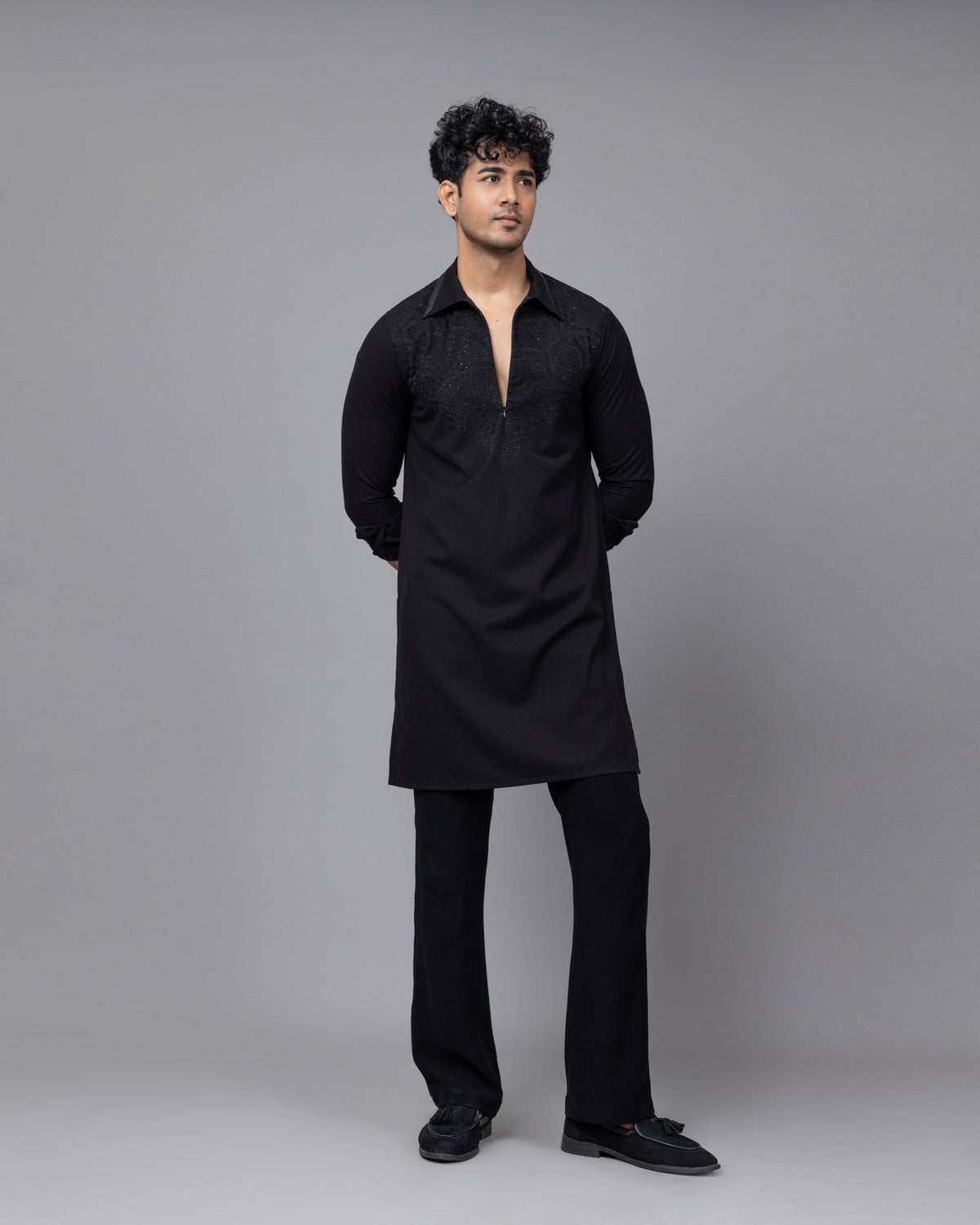 Black Monarch kurta set by Paarsh Atelier, Aarohan collection - view 2