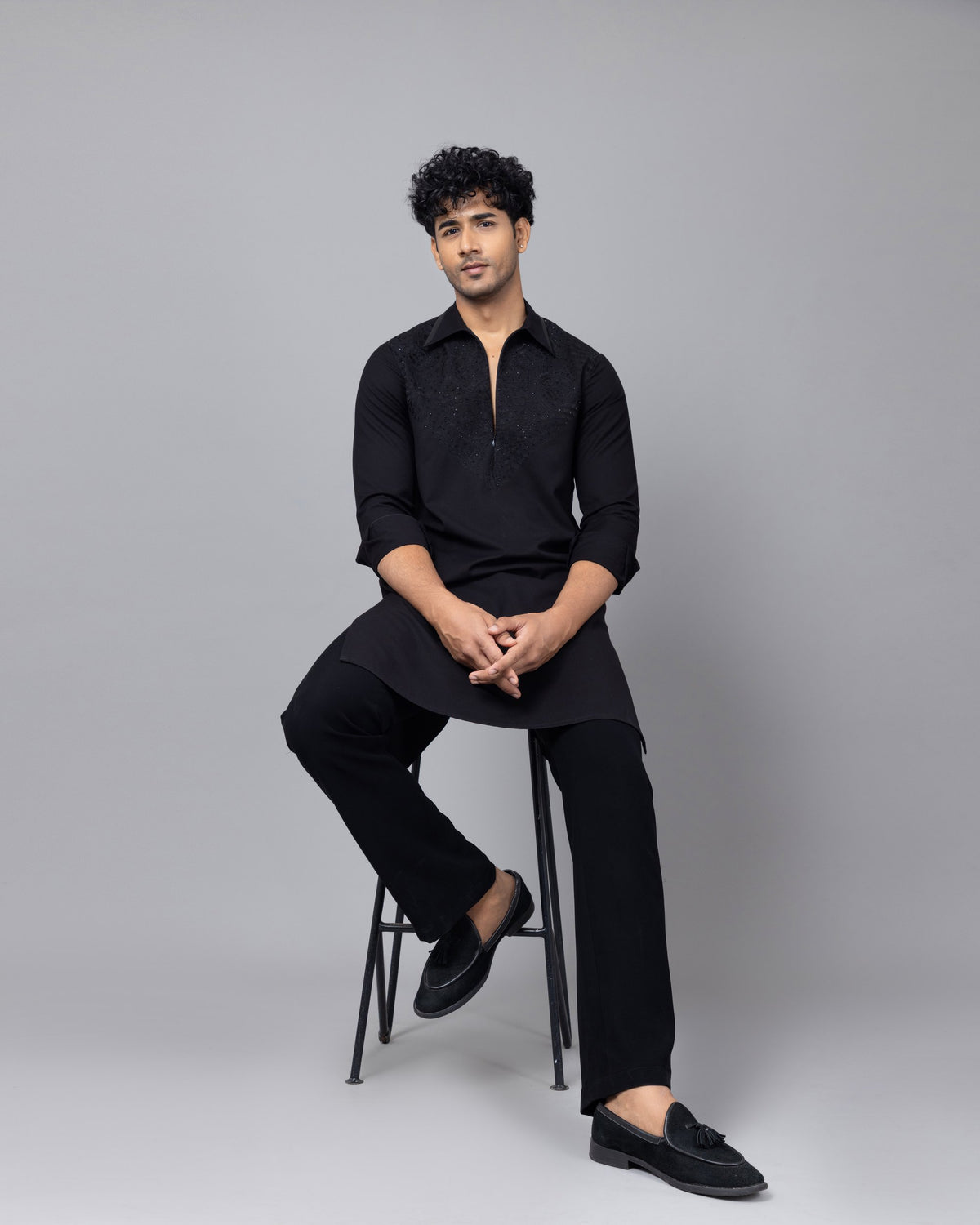 Black Monarch kurta set by Paarsh Atelier, Aarohan collection - view 7