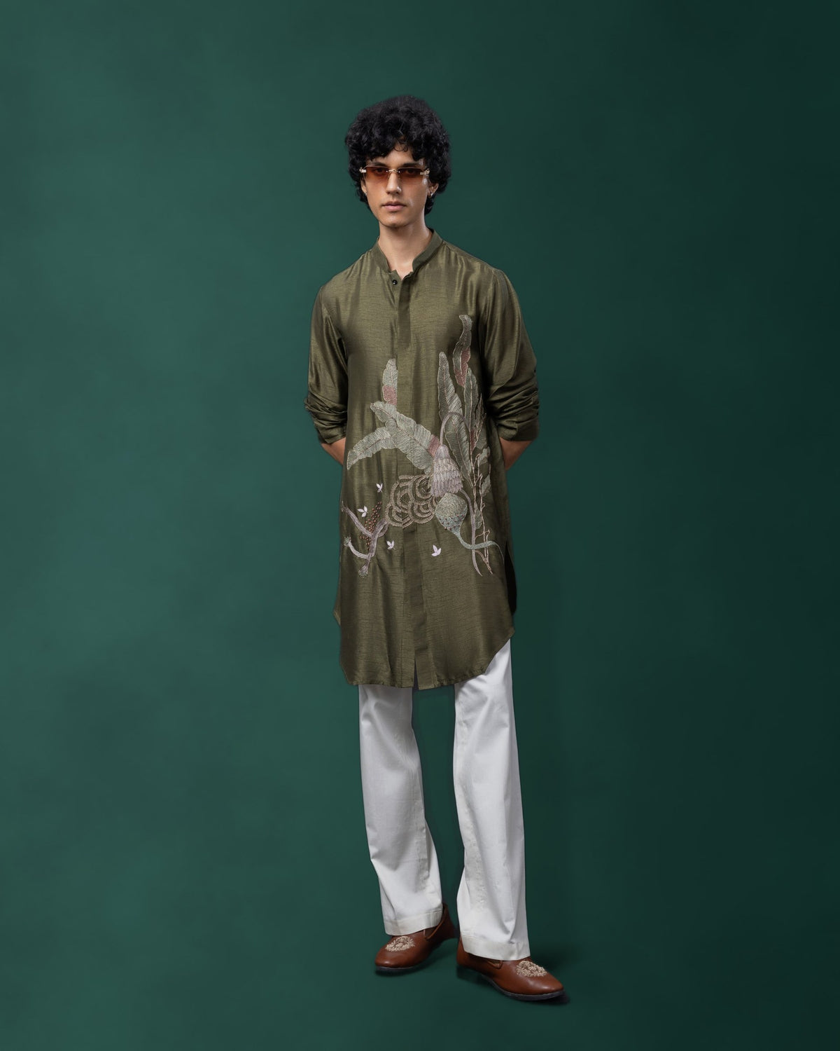 Botanic Olive kurta set by Paarsh Atelier, Aarohan collection