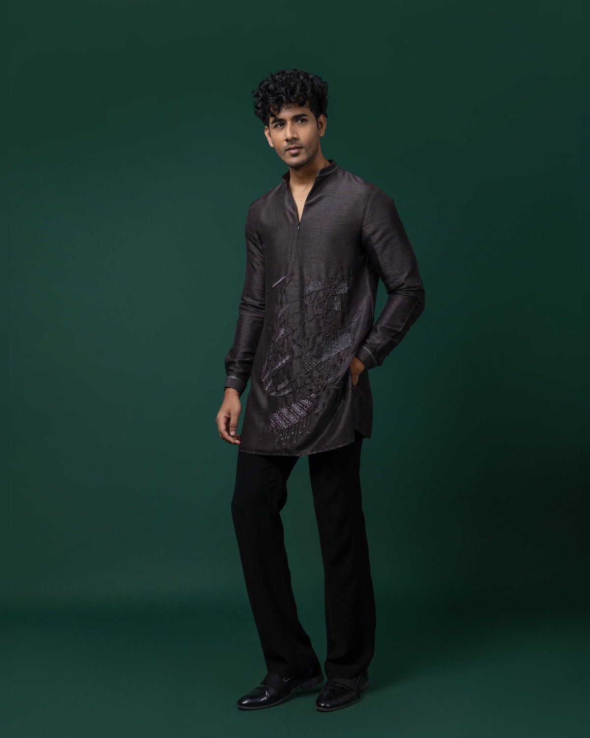 Dusky Scribble kurta set by Paarsh Atelier, Aarohan collection