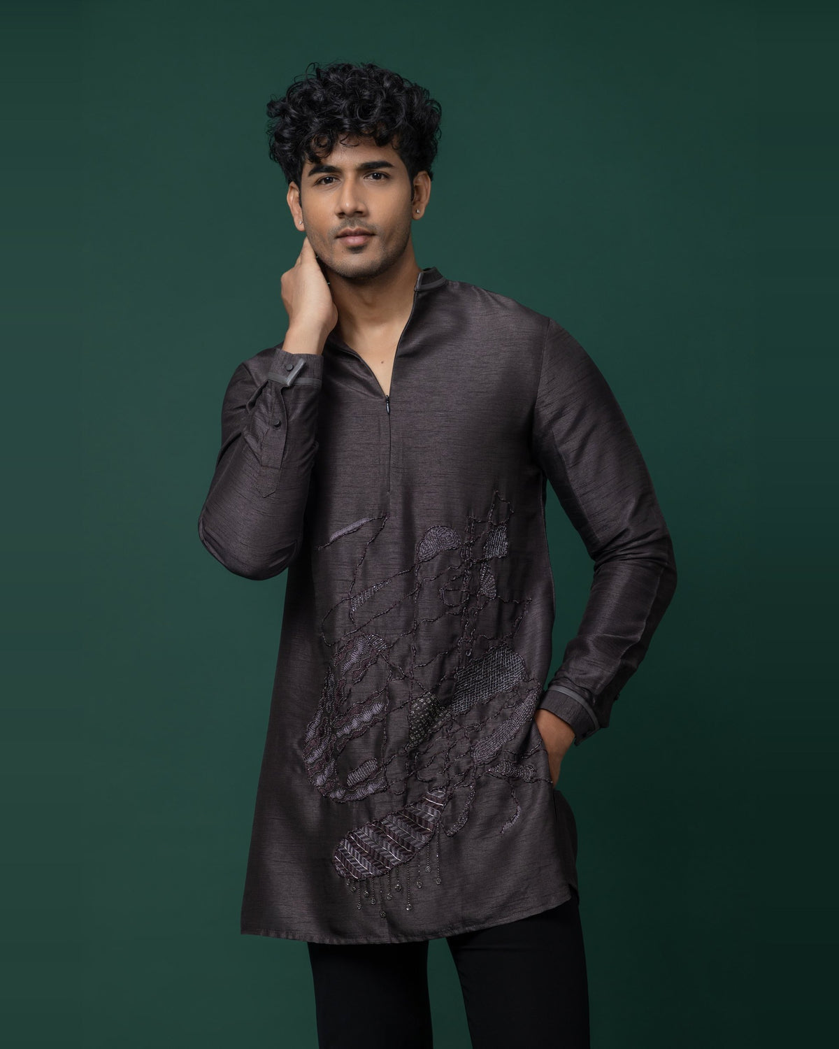 Dusky Scribble kurta set by Paarsh Atelier, Aarohan collection - view 4