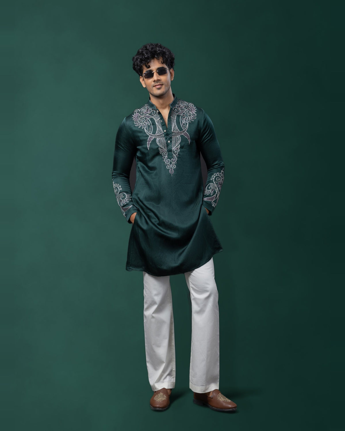 Emerald Plumage kurta set by Paarsh Atelier, Aarohan collection