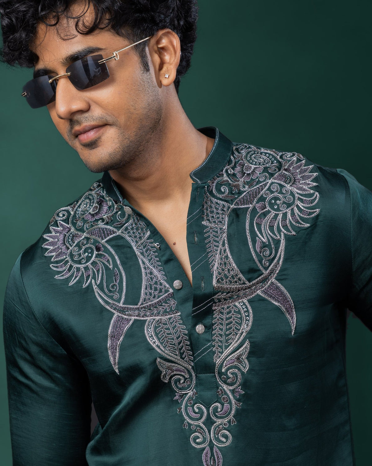 Emerald Plumage kurta set by Paarsh Atelier, Aarohan collection - view 5