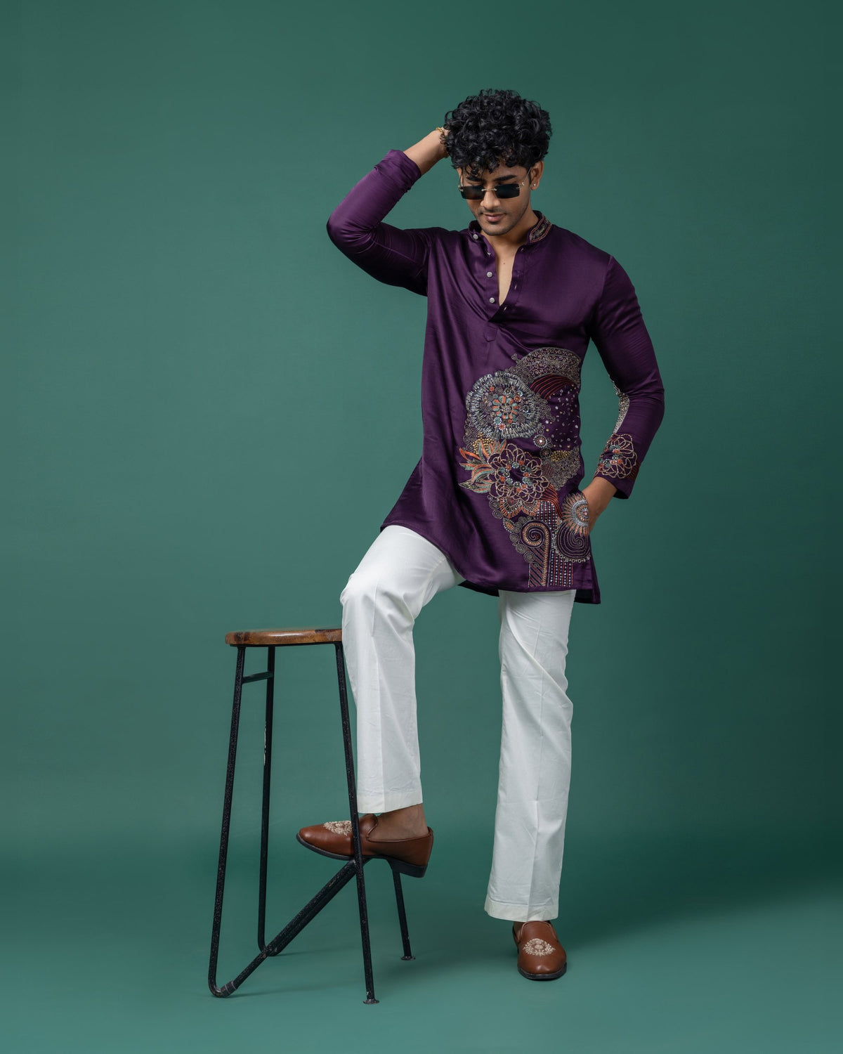 Geometric Plum kurta set by Paarsh Atelier, Aarohan collection