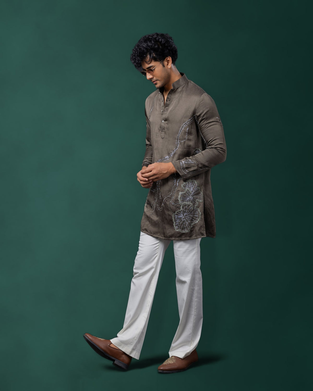 Grey Smoke kurta set by Paarsh Atelier, Aarohan collection - view 2
