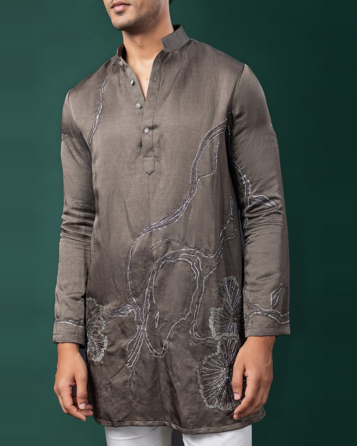 Grey Smoke kurta set by Paarsh Atelier, Aarohan collection - view 4