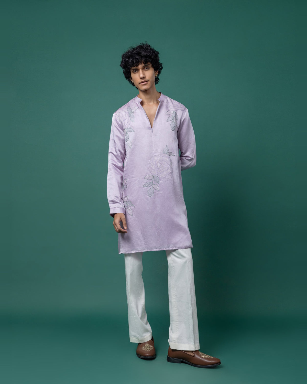 Lavender Rosette kurta set by Paarsh Atelier, Aarohan collection