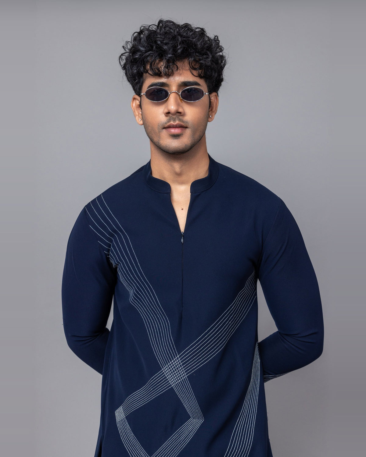 Navy Nexus kurta set by Paarsh Atelier, Aarohan collection - view 9