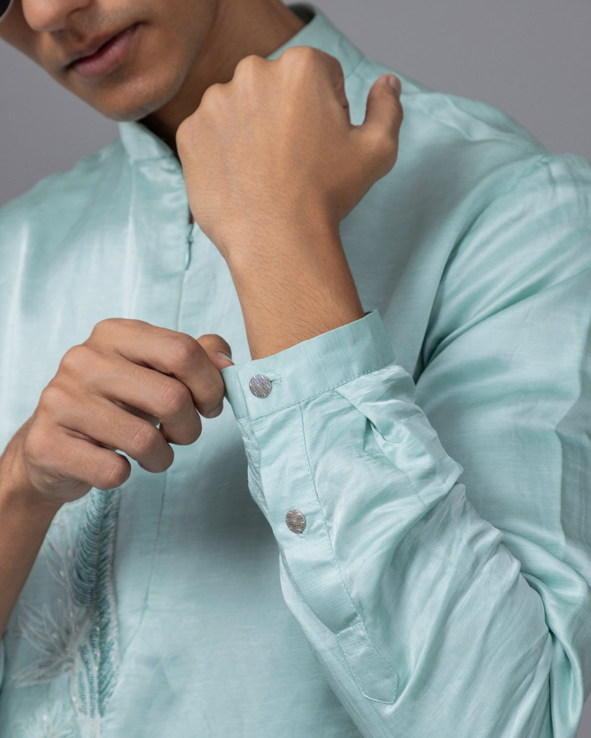 Turquoise Vertigo kurta set by Paarsh Atelier, Aarohan collection - view 9