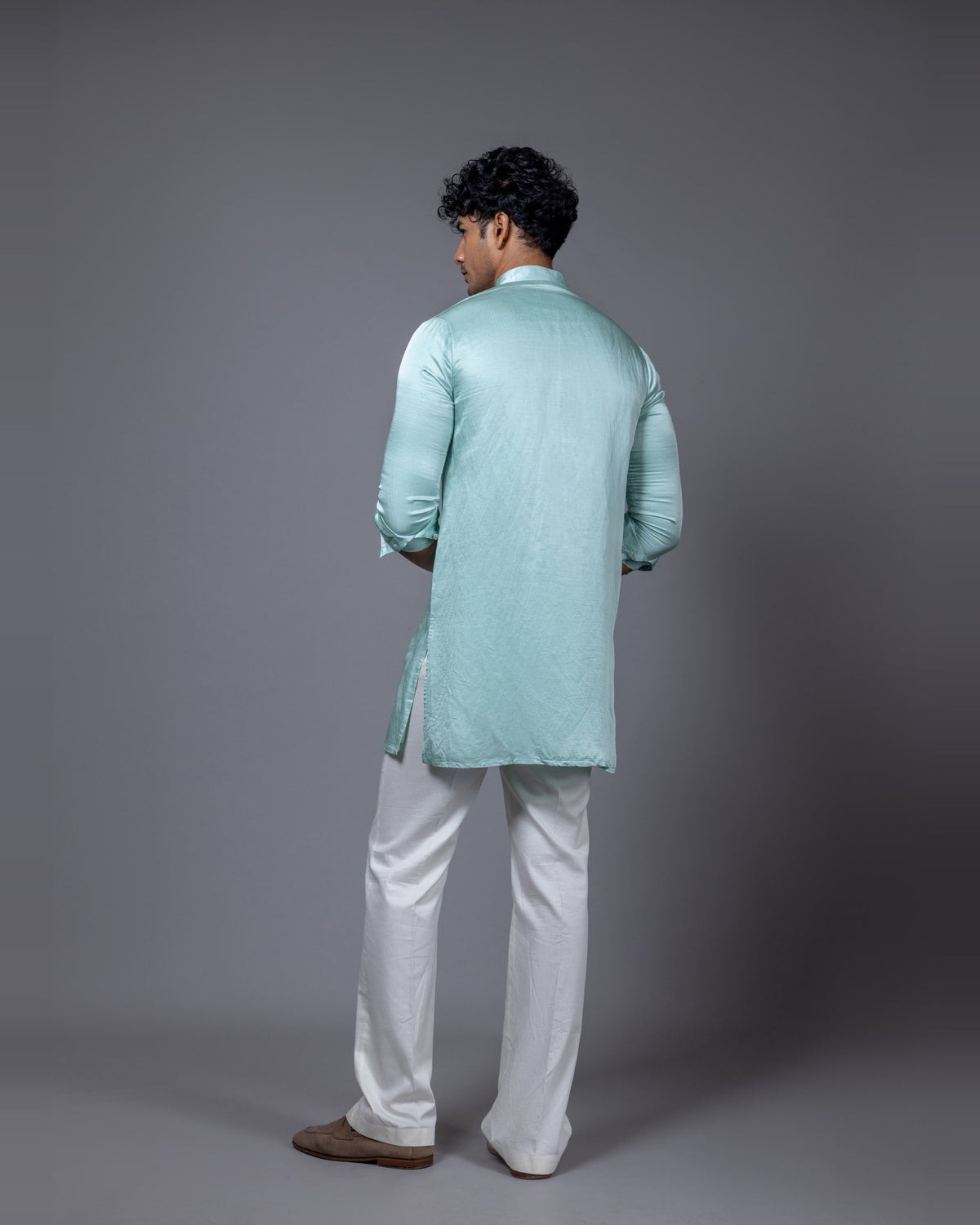 Turquoise Vertigo kurta set by Paarsh Atelier, Aarohan collection - view 11