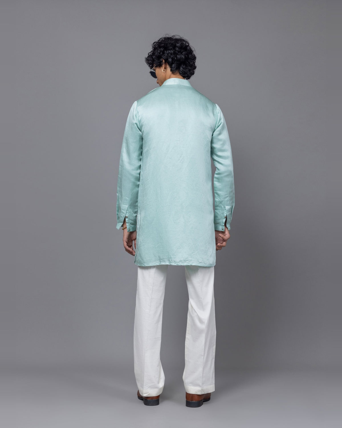 Turquoise Vertigo kurta set by Paarsh Atelier, Aarohan collection - view 12