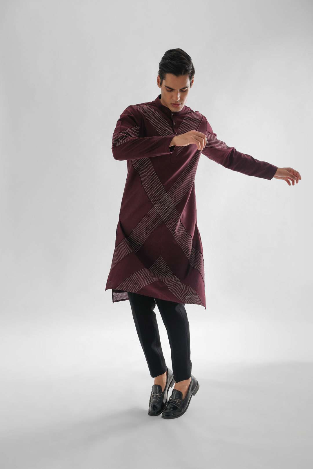 Cross Stitchline Wine Kurta