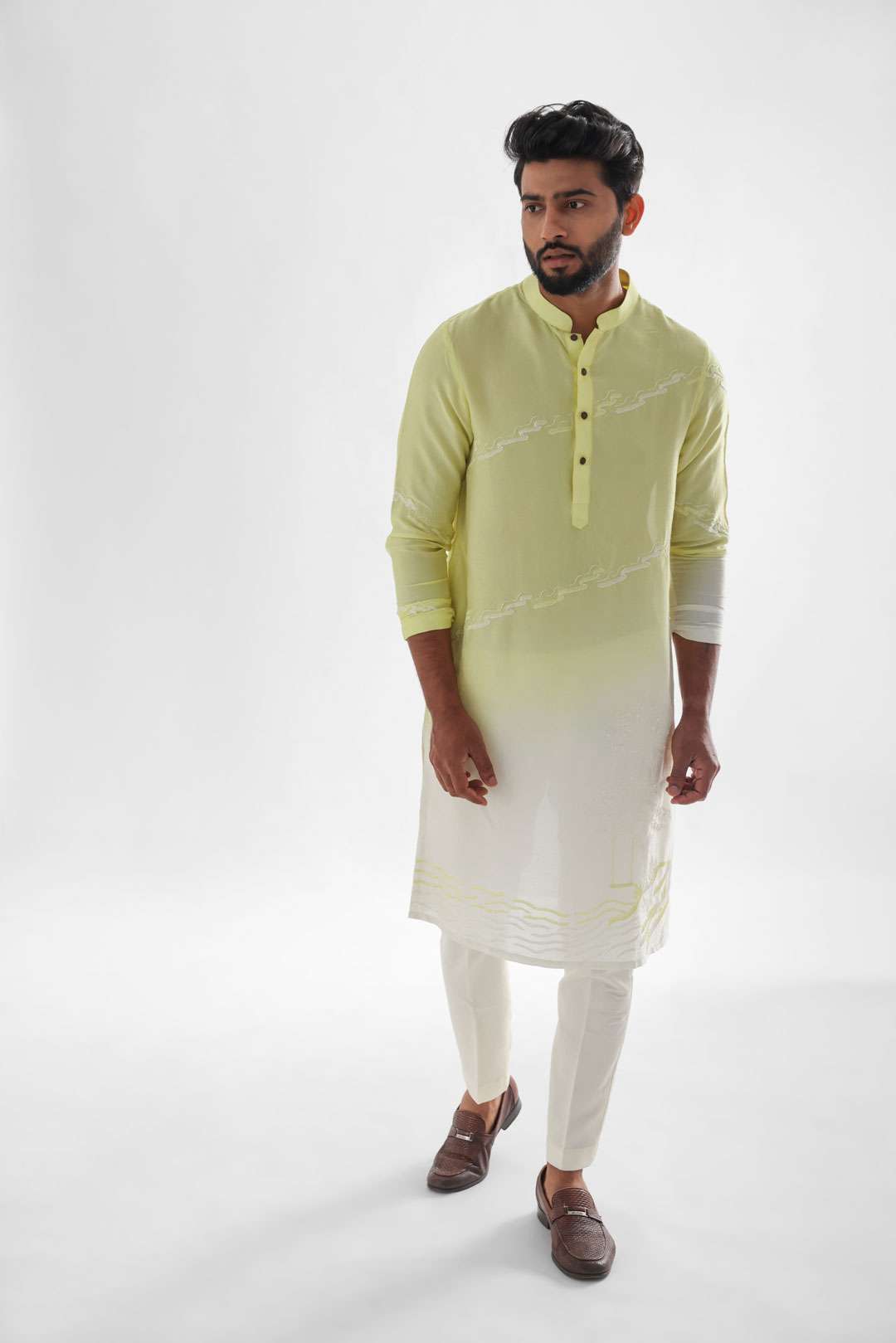 Aurora Shaded Yellow Cream Kurta