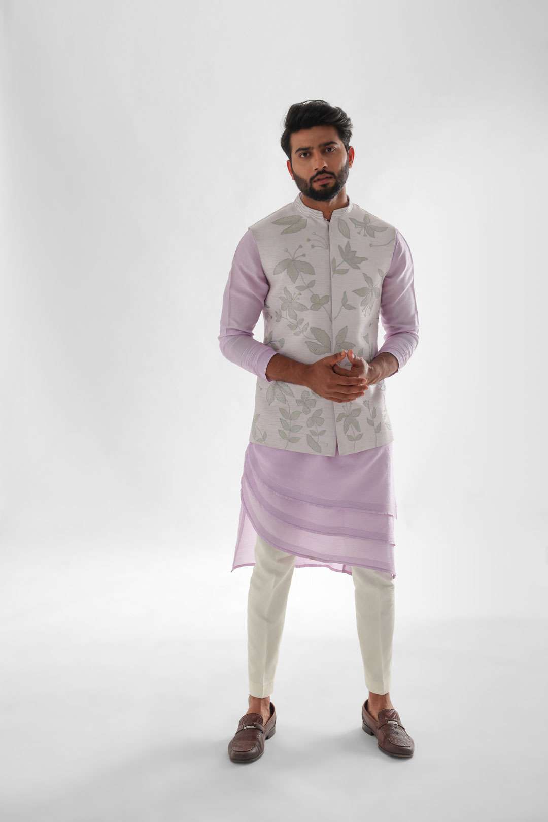 Tissue Light Lavender Nehru Jacket