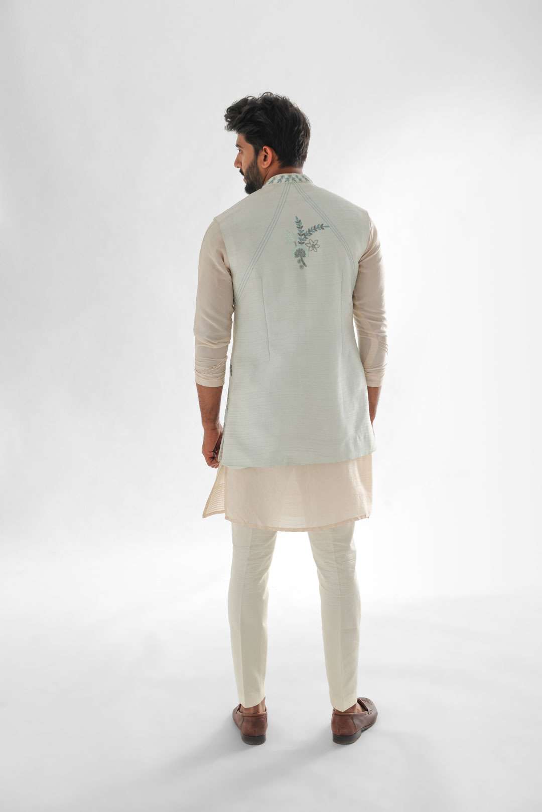 Lotus Lake Light Blue Long Nehru Jacket