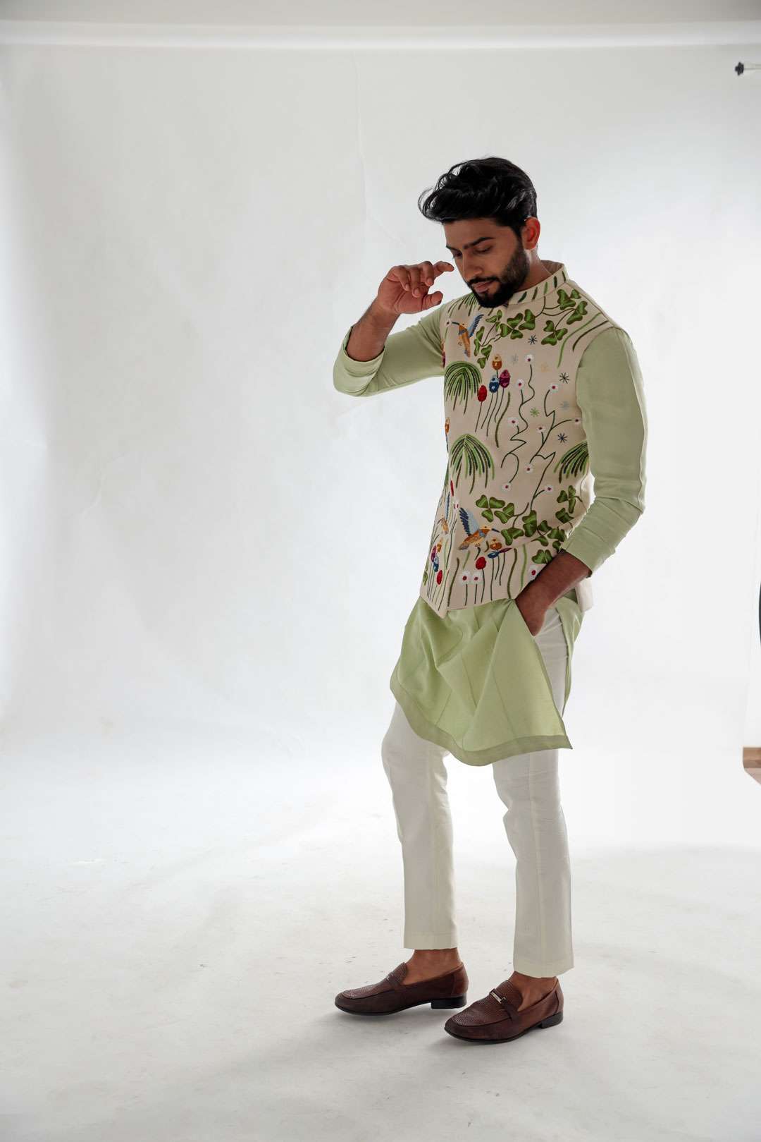 Woodpecker Cream Nehru Jacket